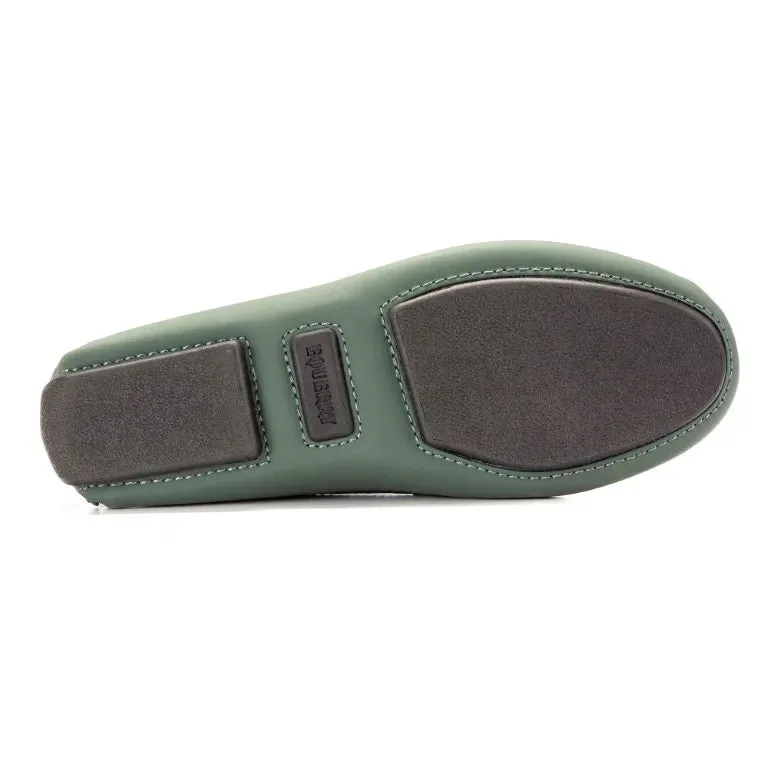 2485 - Olive Green Sahara Leather Soft Loafer for Girl by London Kids