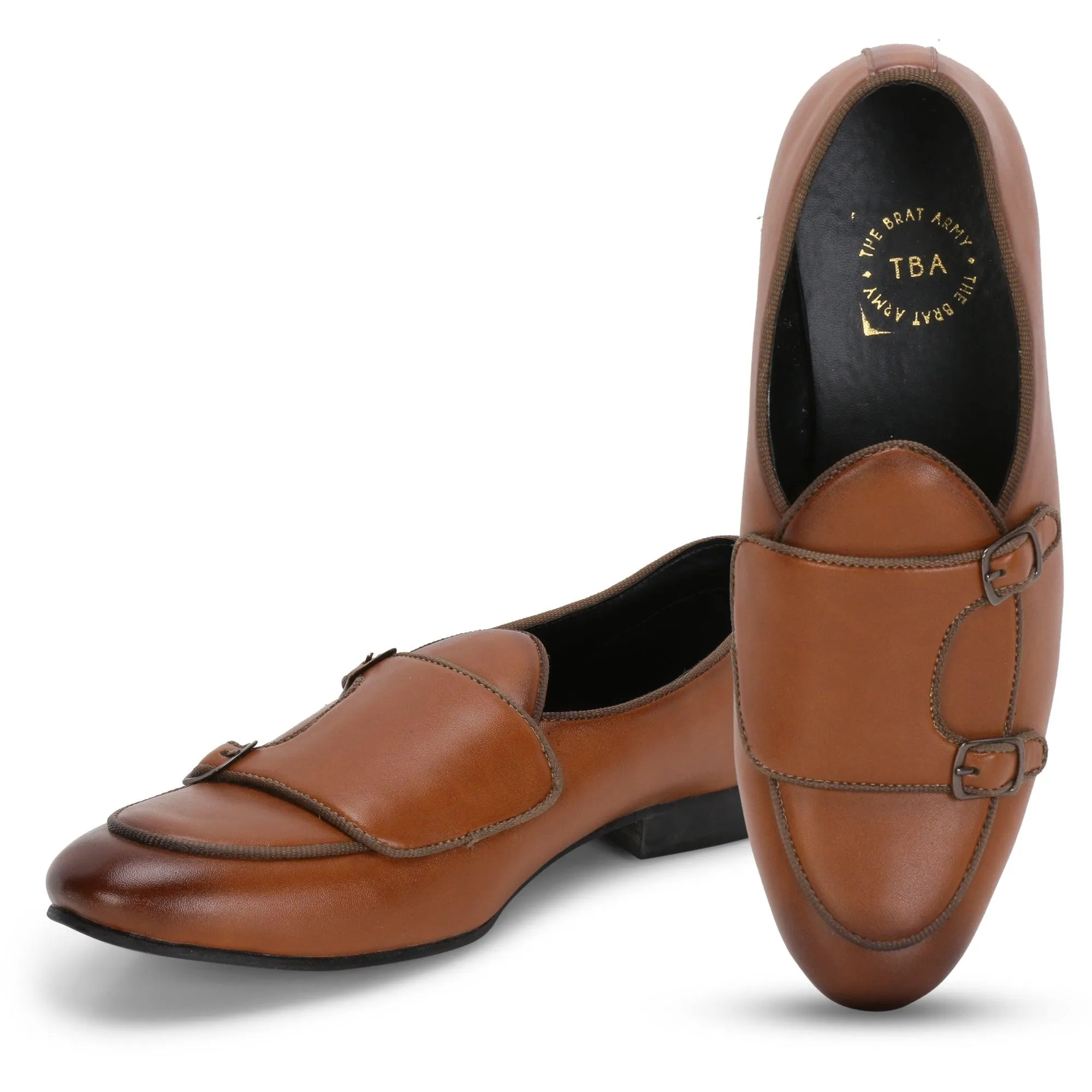 Bello Tan Double Monk Loafers