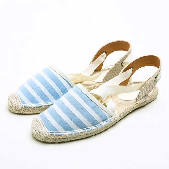 BerriesJam - 2024 Summer Flat Lace up Stripe Flats Espadrilles