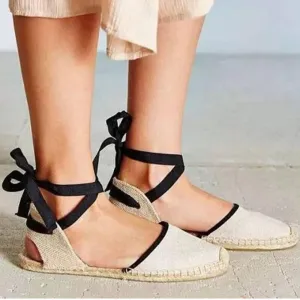 BerriesJam - 2024 Summer Strappy Outsole Flats Ankle Strap Espadrilles