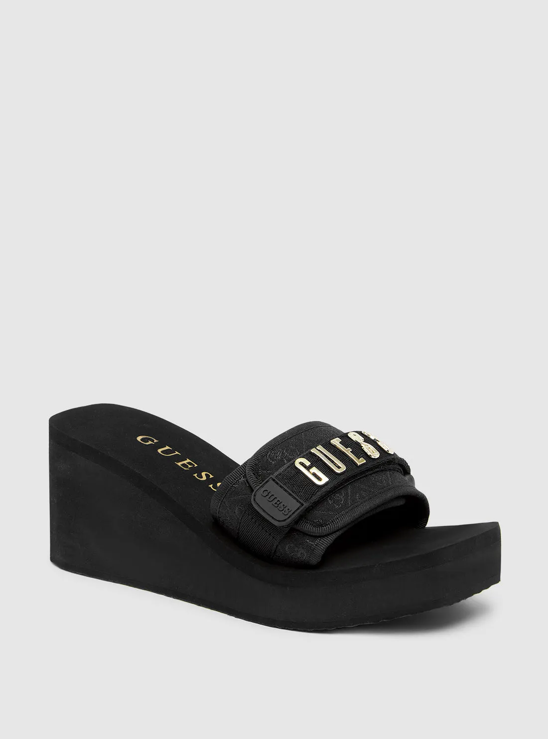 Black Dellean Platform Wedge Sandal