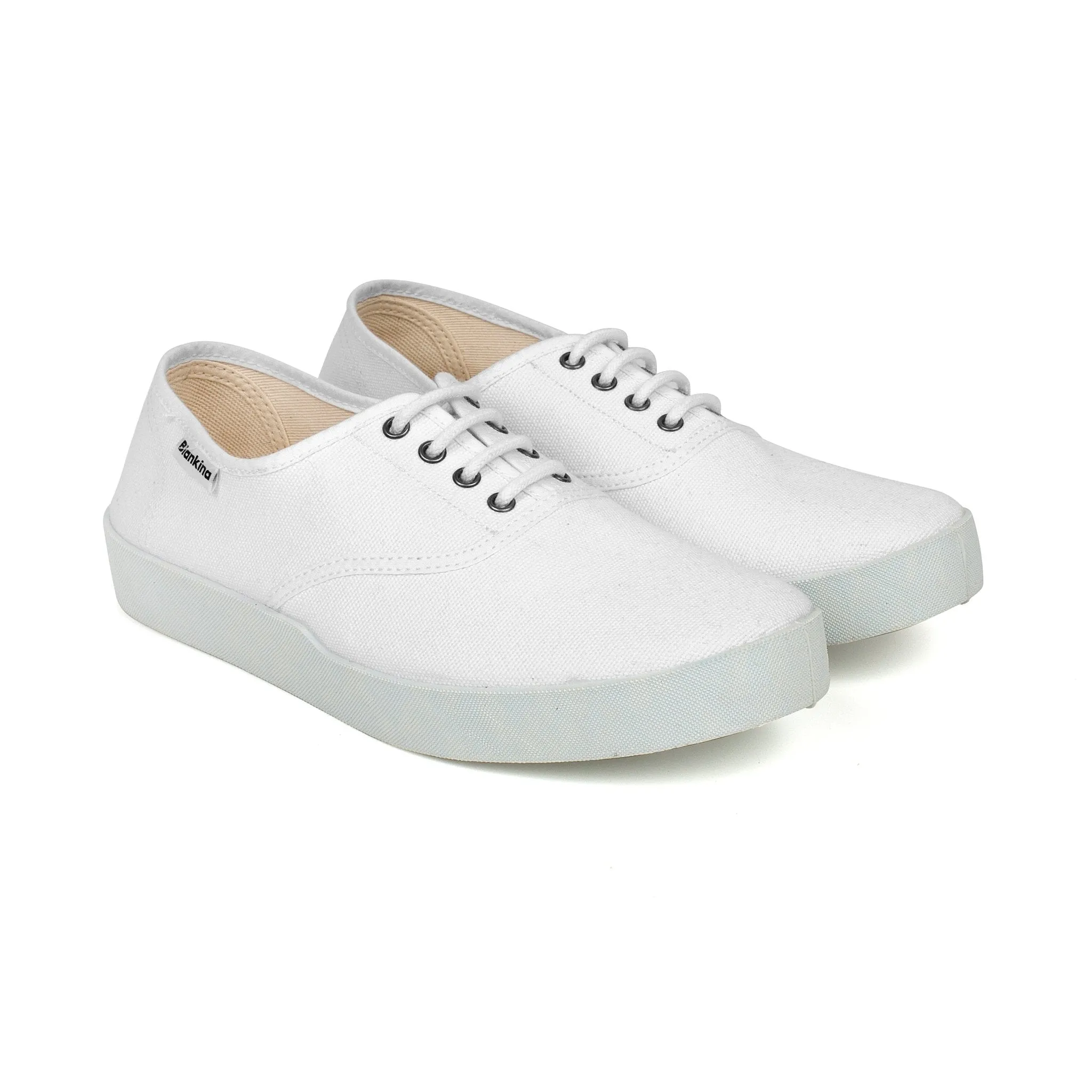 Capri Organic Cotton Canvas Plimsoll Sneakers - White