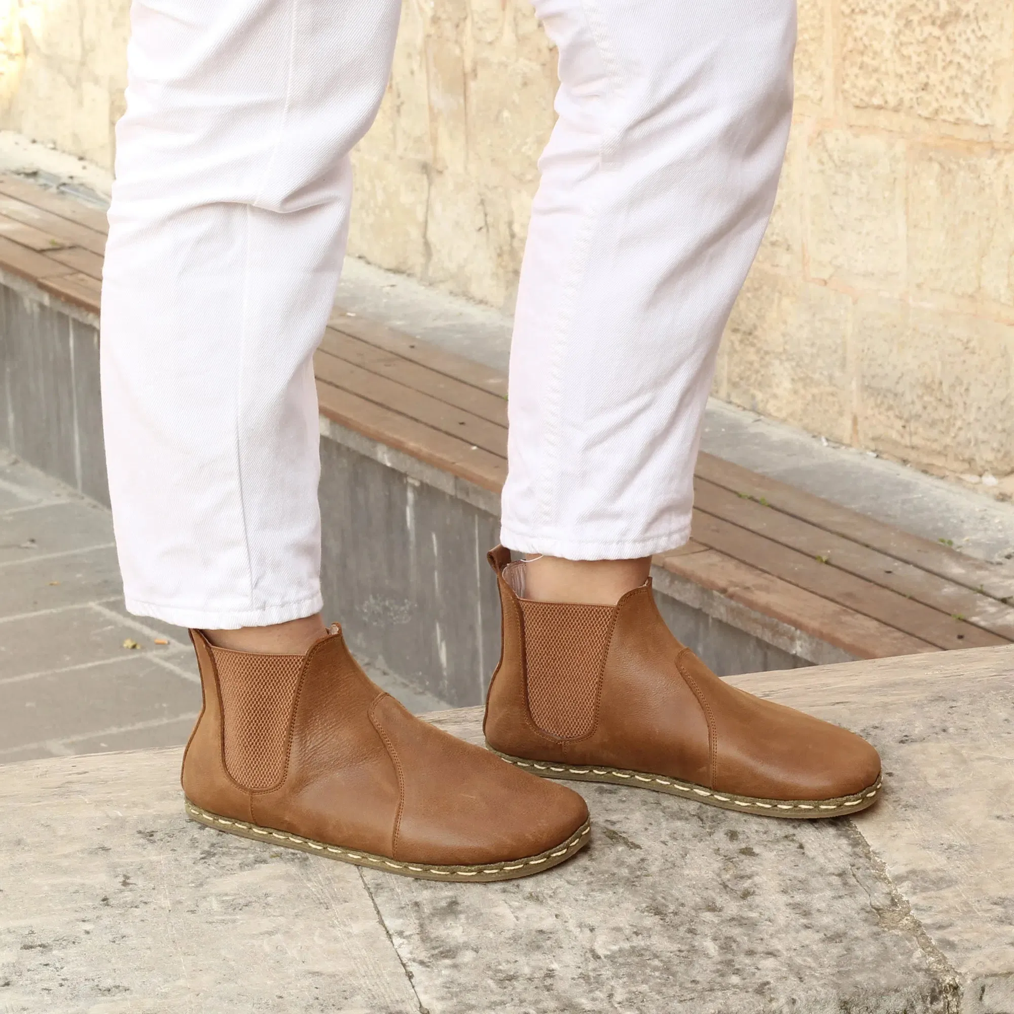 Chelsea Barefoot Boots Matte Brown Handmade Women's