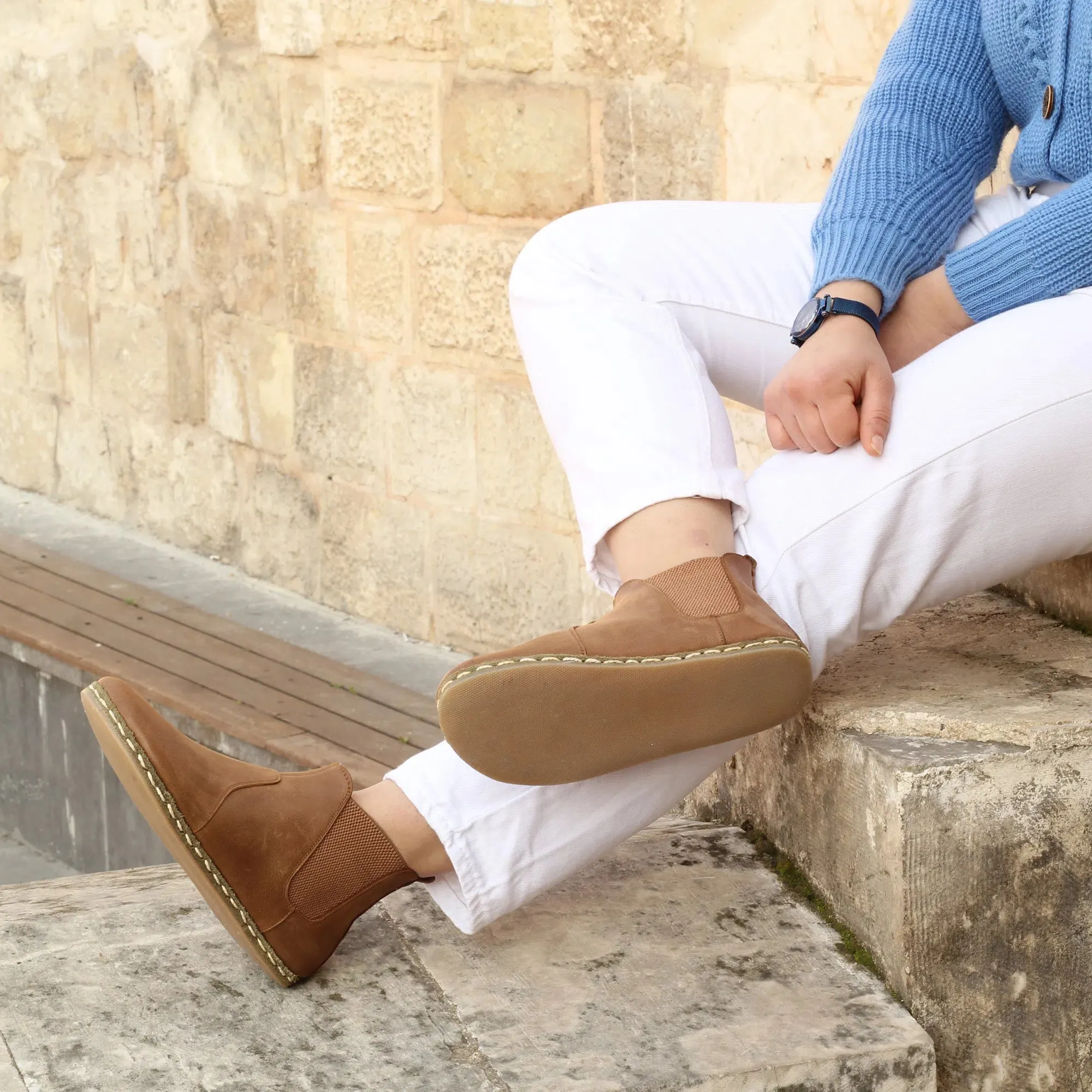 Chelsea Barefoot Boots Matte Brown Handmade Women's