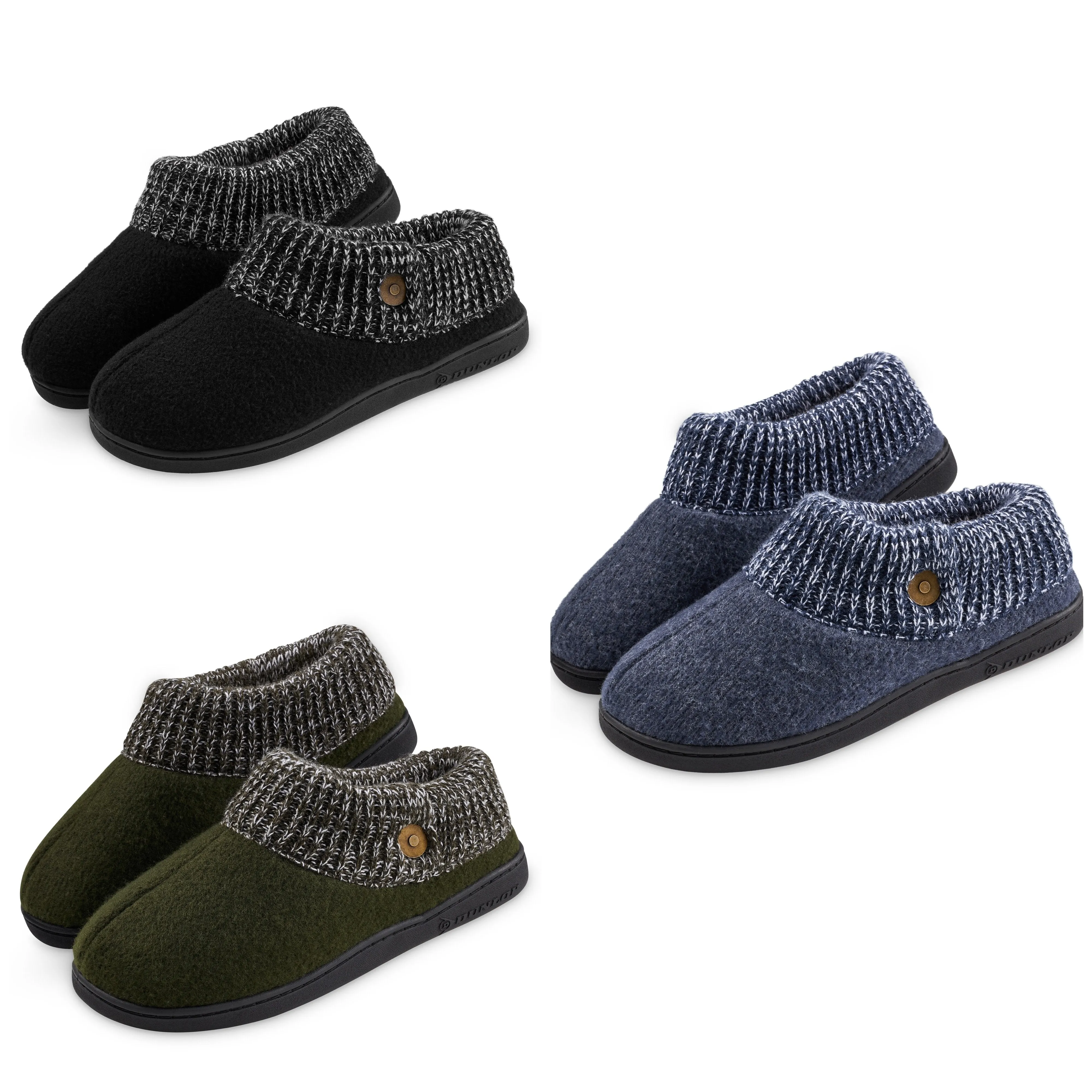 Dunlop Mens Slippers, Memory Foam Slippers, Indoor Outdoor House Shoes Non Slip