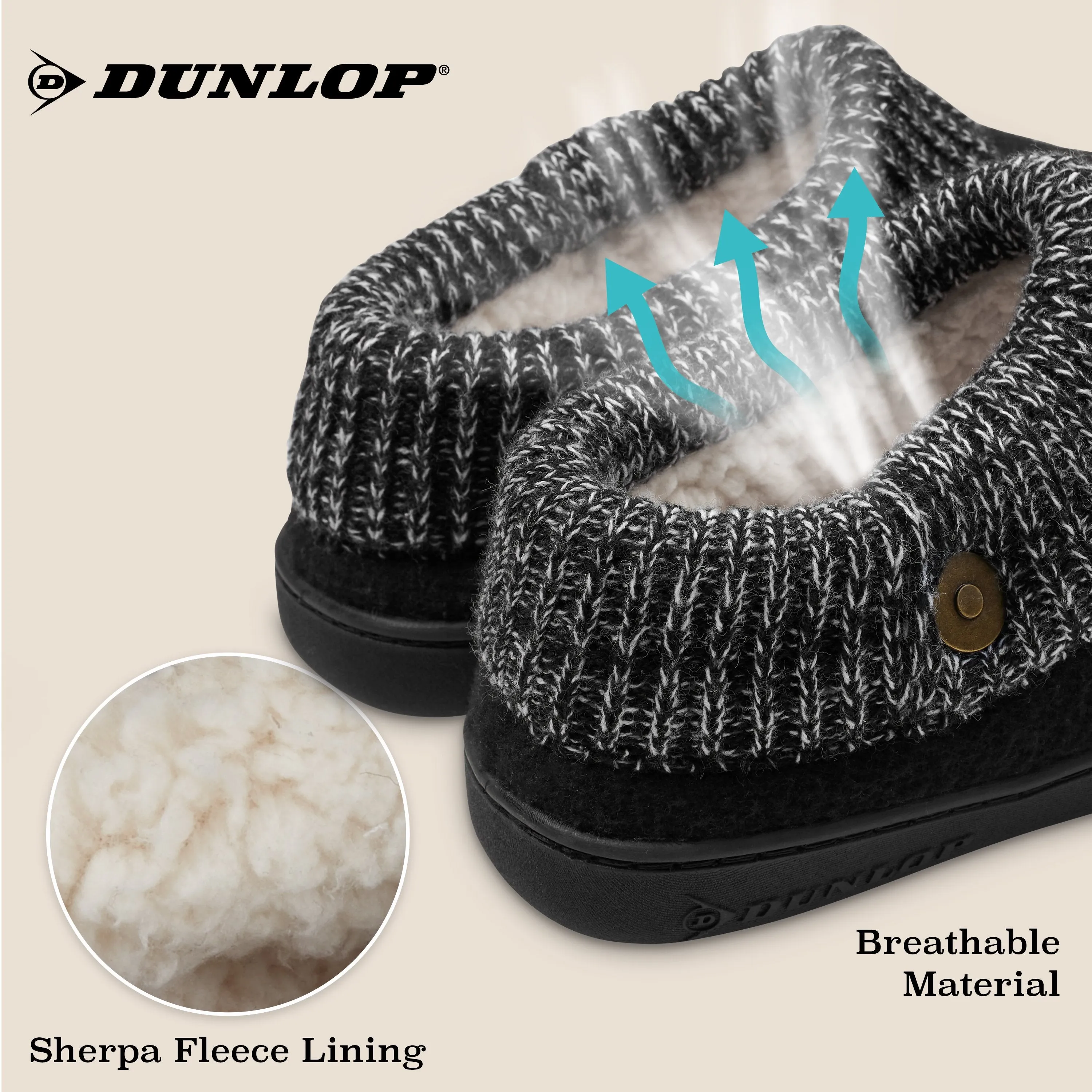 Dunlop Mens Slippers, Memory Foam Slippers, Indoor Outdoor House Shoes Non Slip