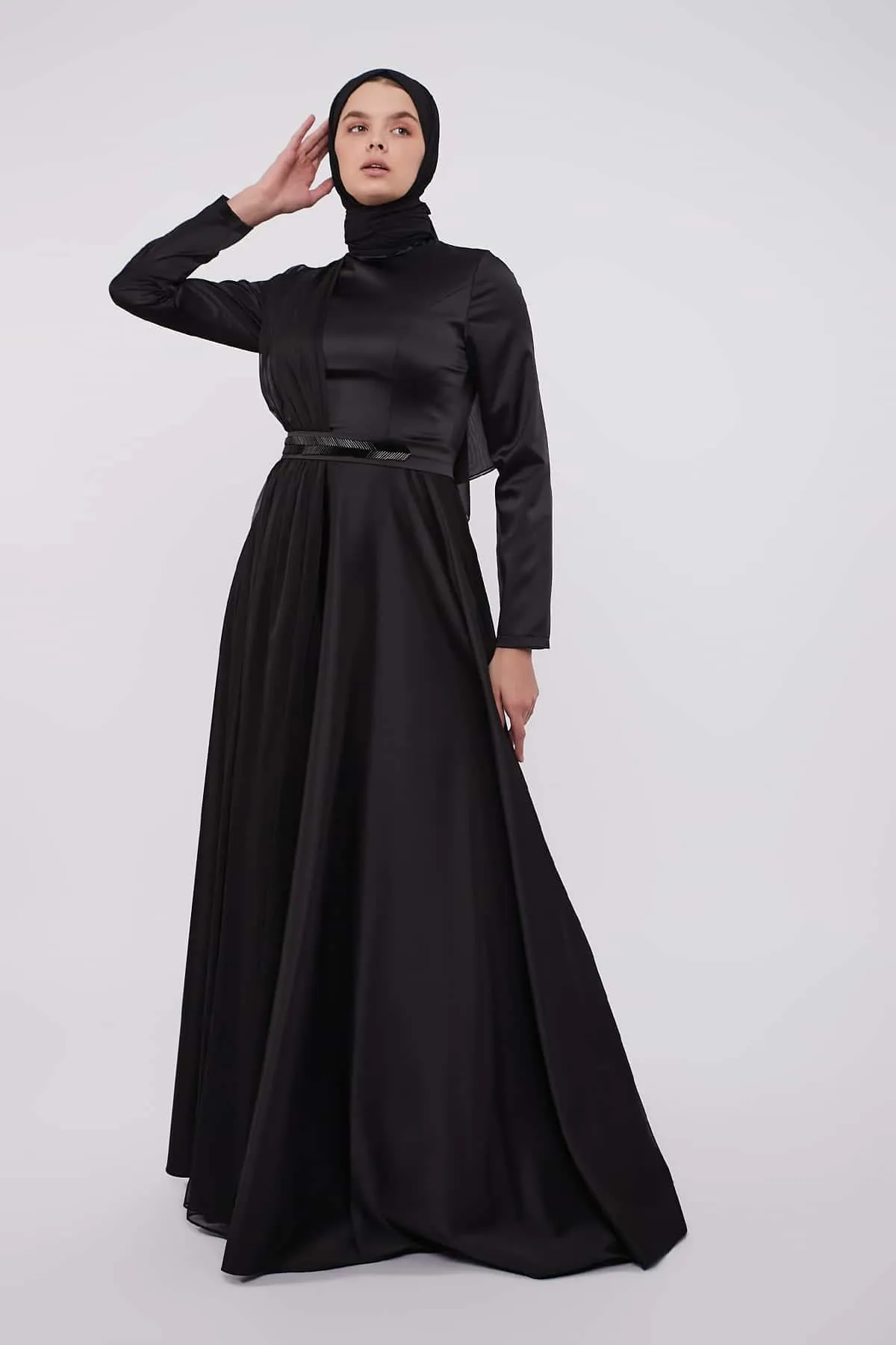 Evening Belted Dress - Black