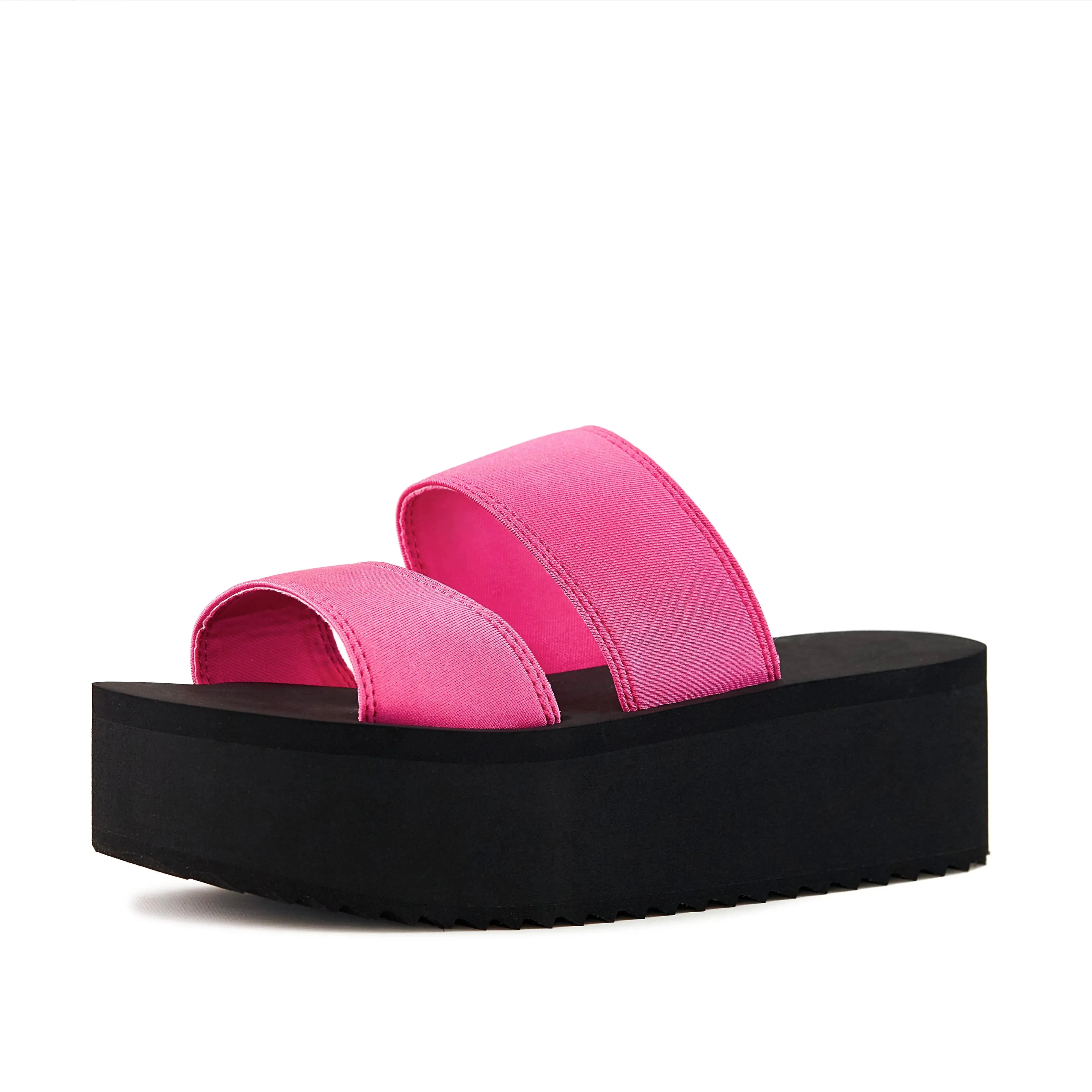 Eye-Catching Neon Pink Chunky Platform Sandals with Dual Straps for Women