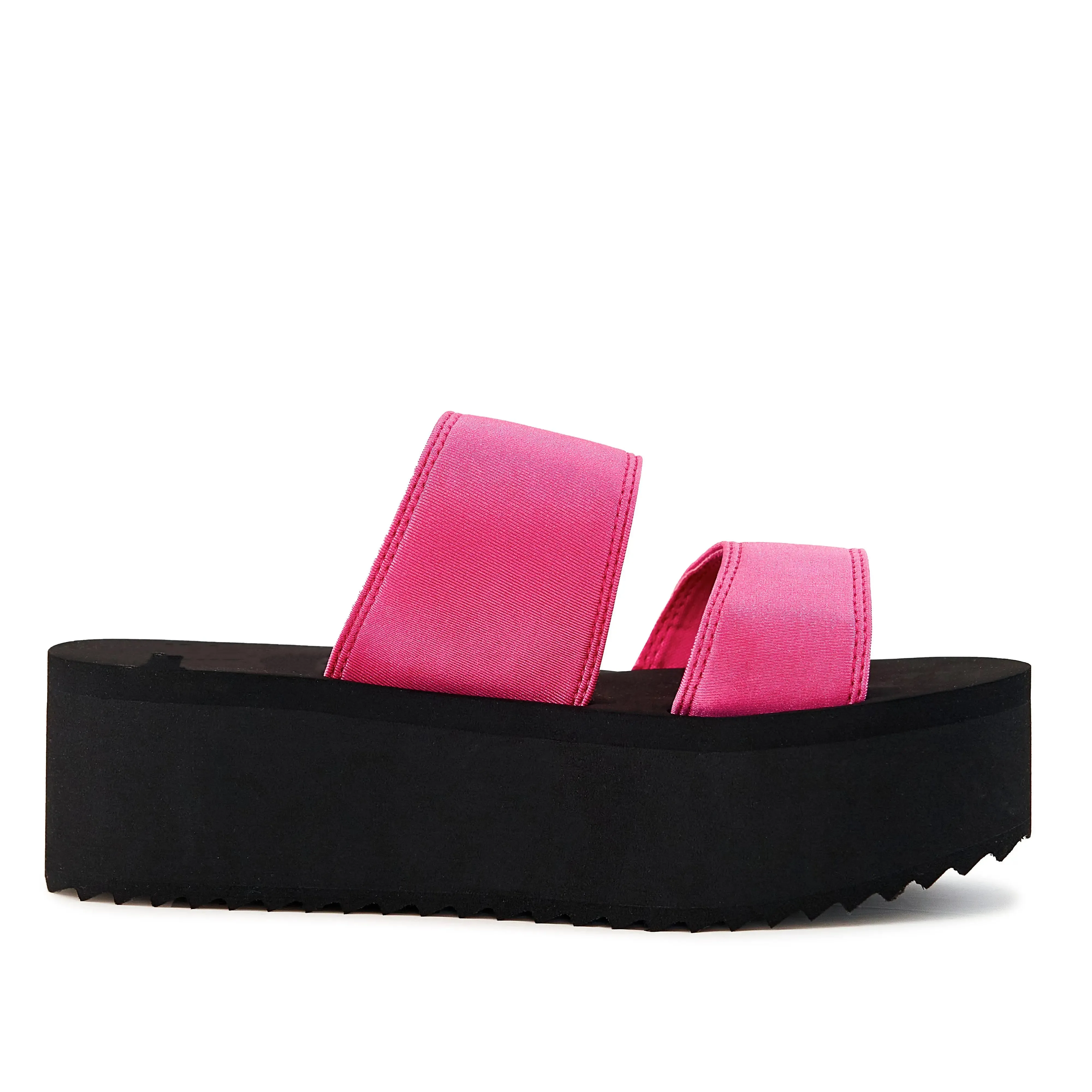 Eye-Catching Neon Pink Chunky Platform Sandals with Dual Straps for Women