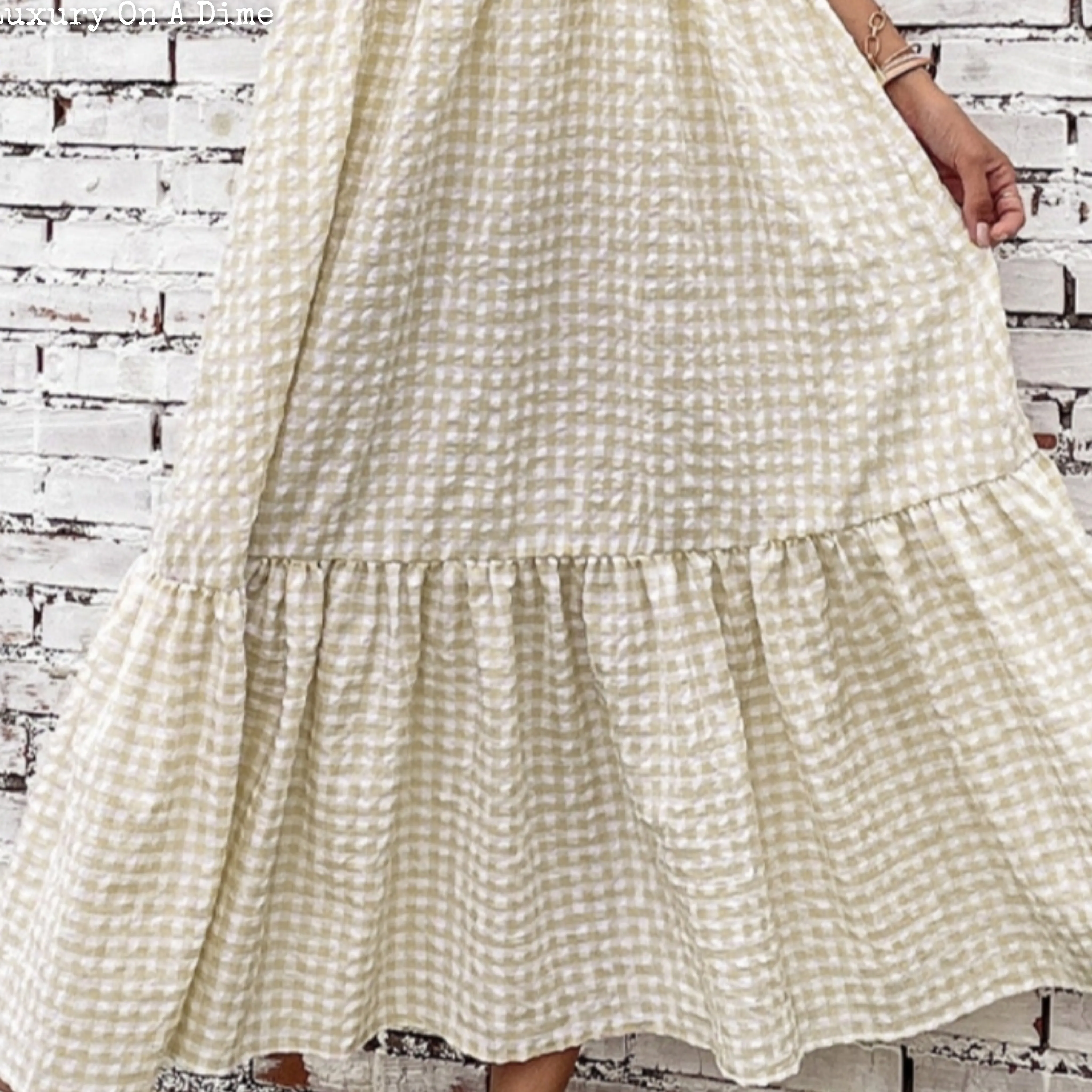 Farmhouse Chic Plaid Ruffle Strap Tiered Maxi Summer Dress