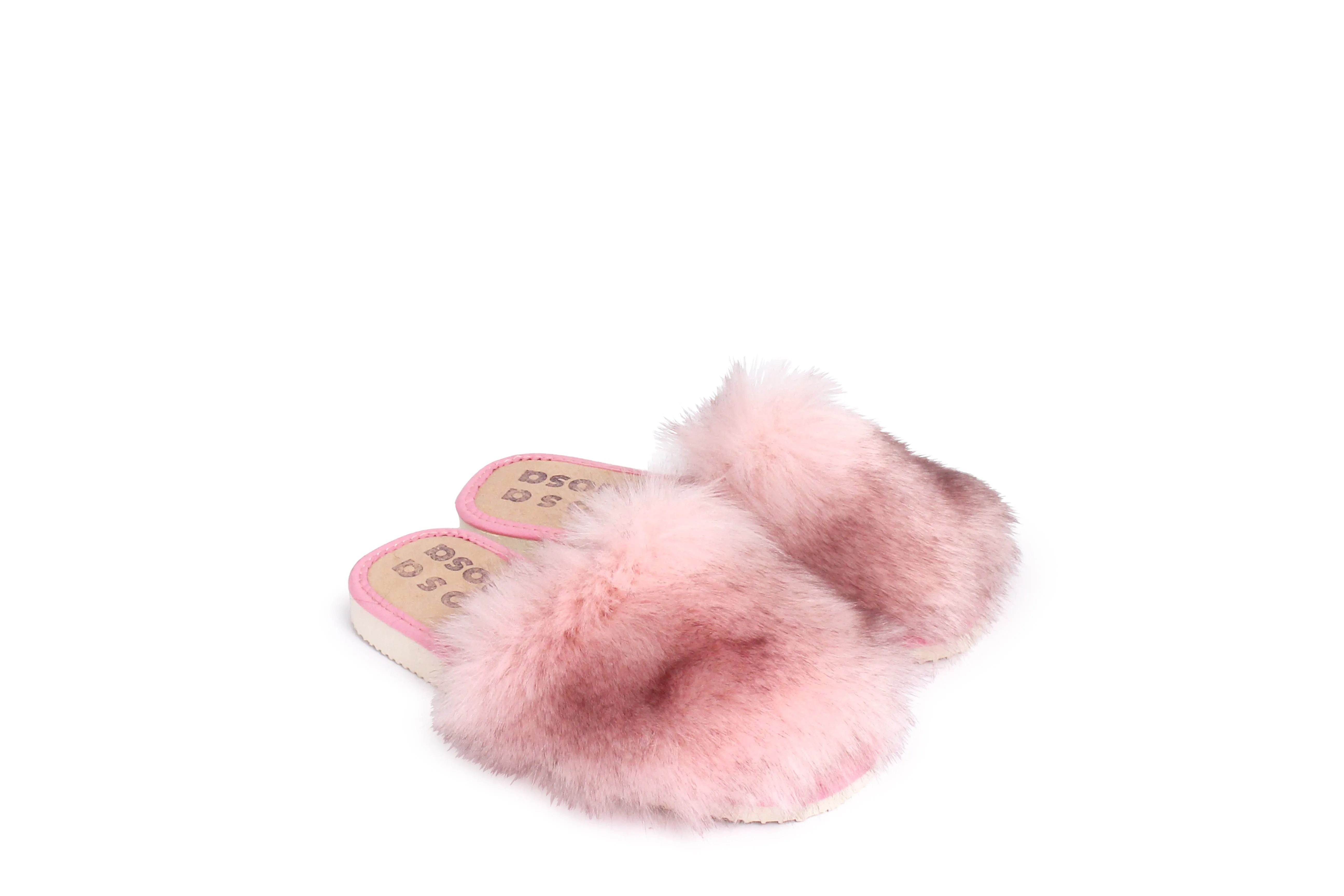 Faux Fur Slippers   Rose