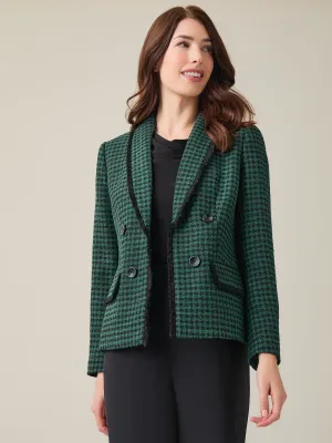 Fringe Trim Double Breasted Jacket, Tweed