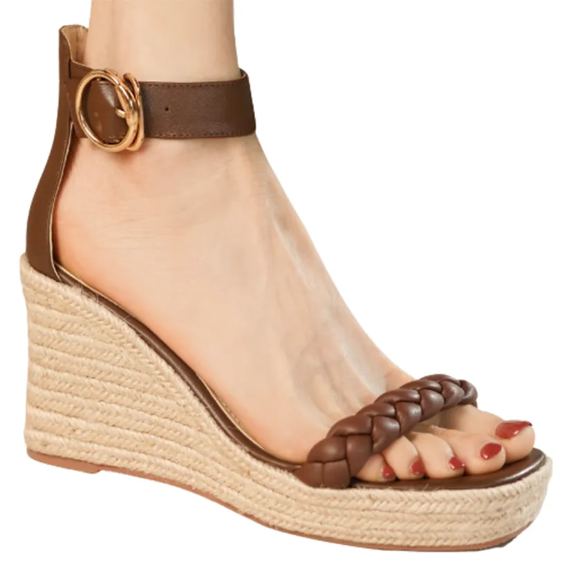 Funki Buys | Shoes | Women's Hemp Leather Wedge Sandals