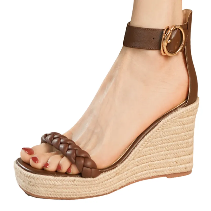 Funki Buys | Shoes | Women's Hemp Leather Wedge Sandals