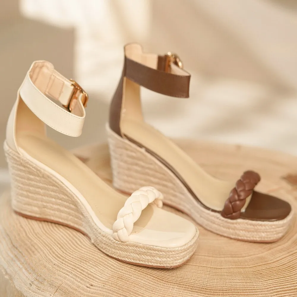 Funki Buys | Shoes | Women's Hemp Leather Wedge Sandals