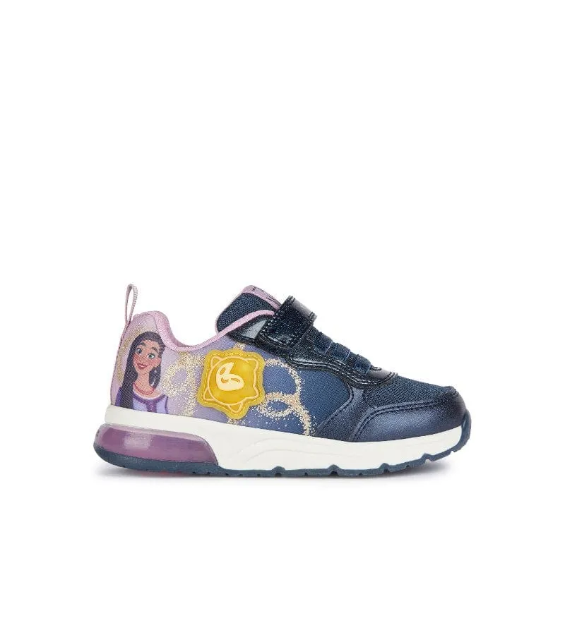 Geox Girls Disney Princess Light Up Trainer Wish Navy SpaceClub - J458VA