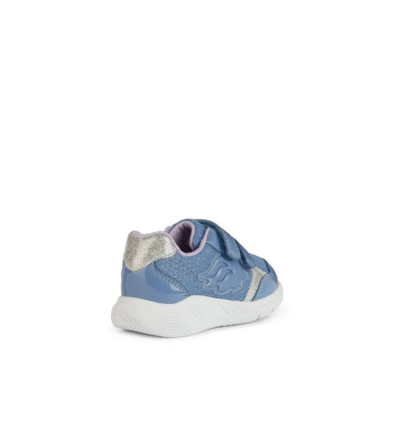 Geox Infant Girls Blue Glitter Mesh Casual Sporty Trainer Sprintye - B454TC