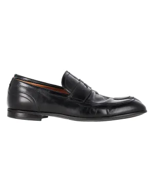 Gucci Web Penny Loafers in Black Leather