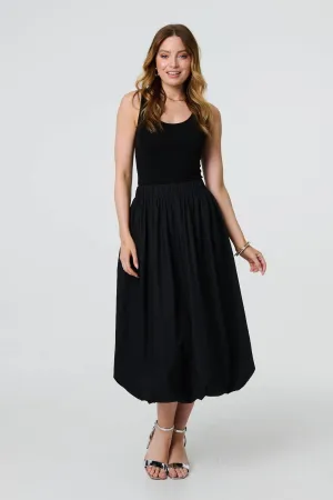 High Waist Elasticated Midi Bubble Skirt