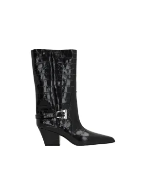 Jane Crocodile Embossed Leather Boots