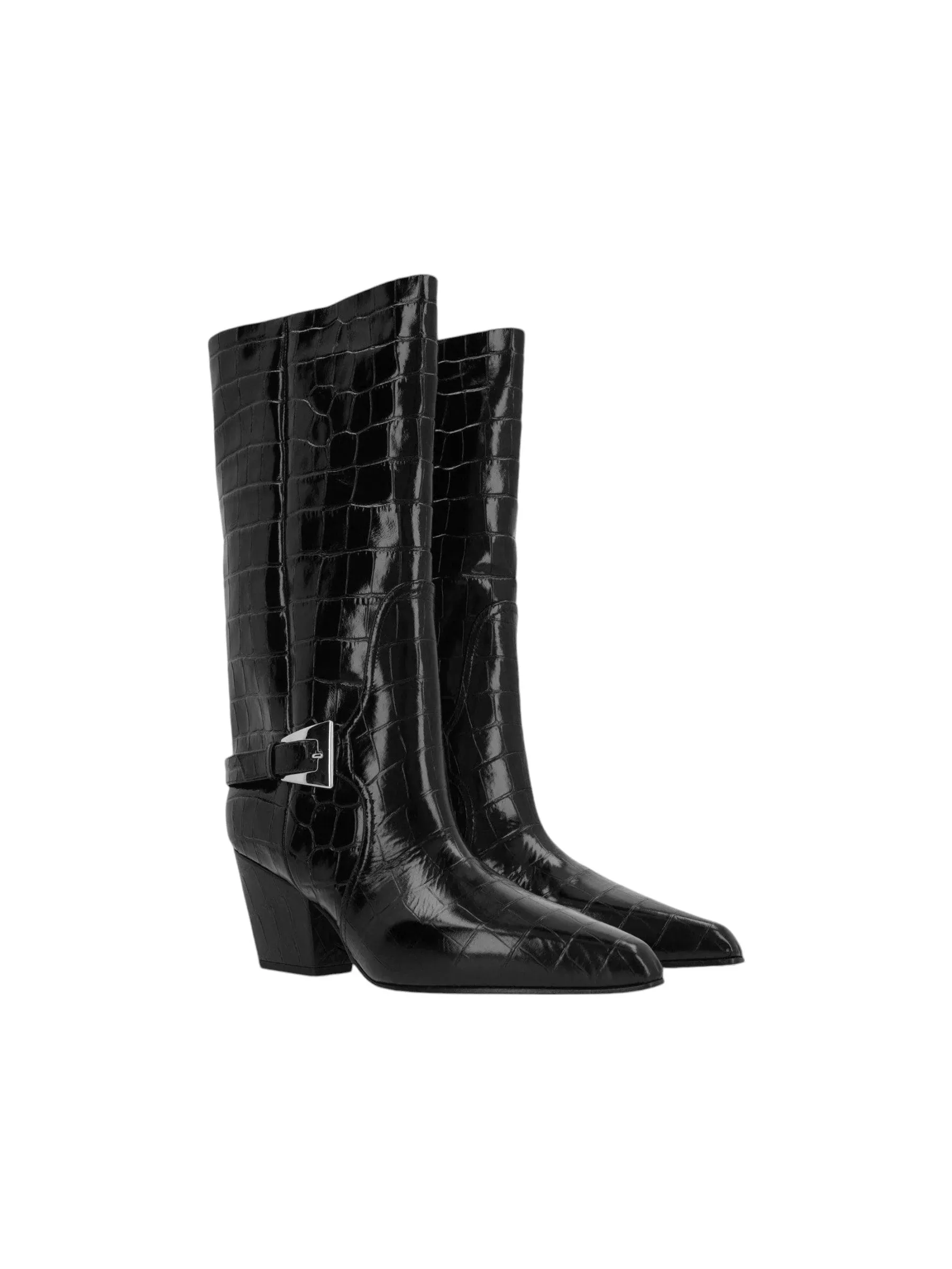 Jane Crocodile Embossed Leather Boots