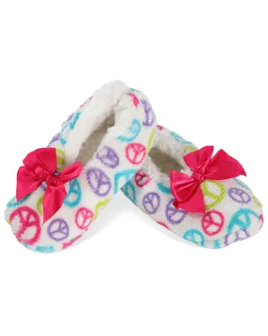 Kids' Peace Out Sherpa-Lined Nonskid Slippers