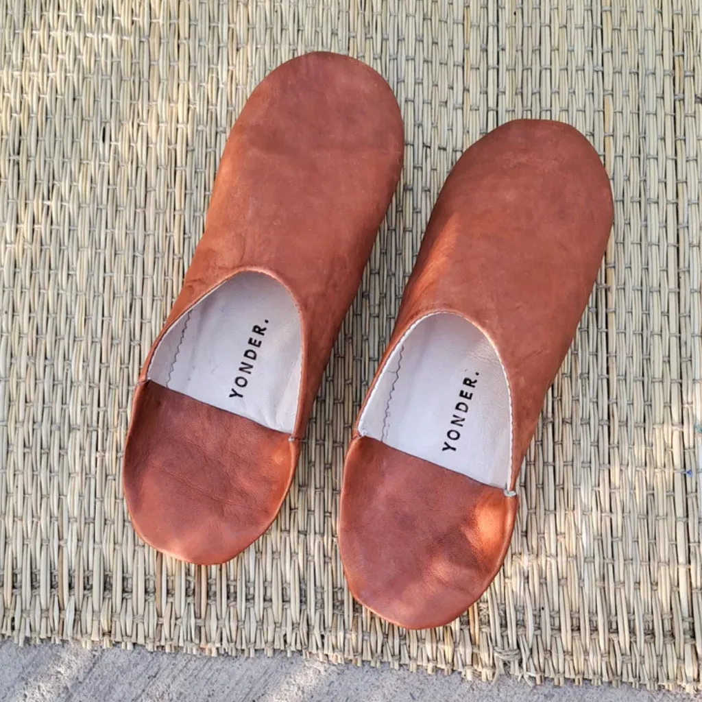 Leather Babouche Slippers - Toffee