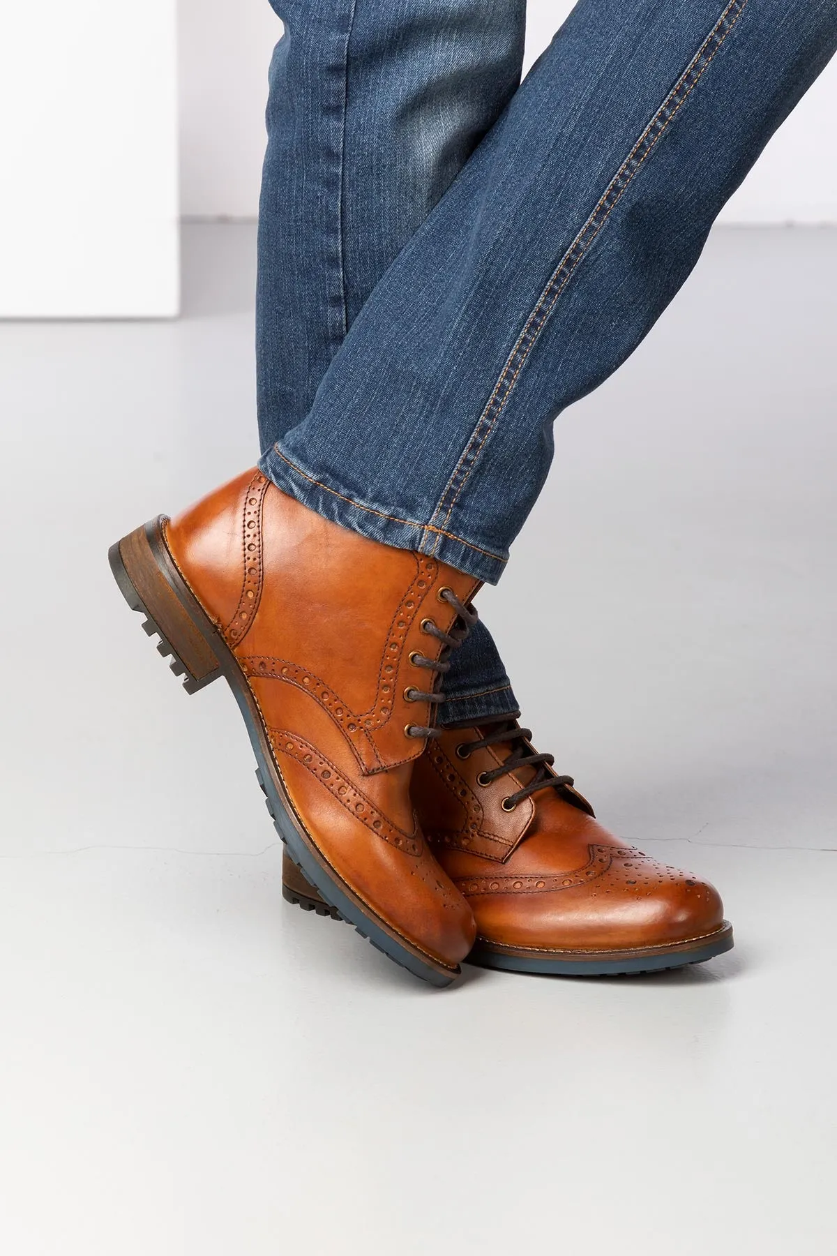 Men's Brogue Lace Up Boots - Millington