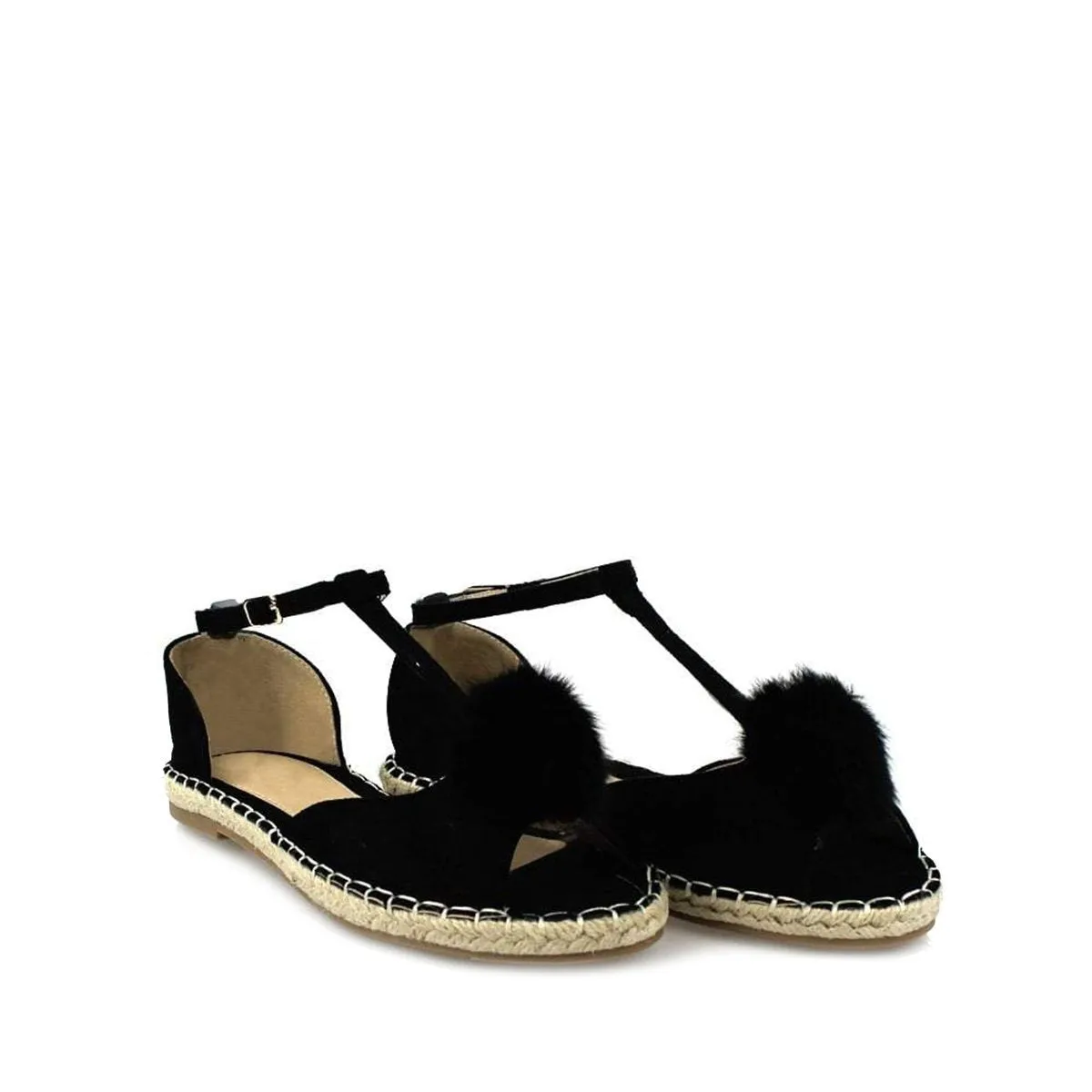 MERCY Flat Anklestrap Pom Pom Sandal