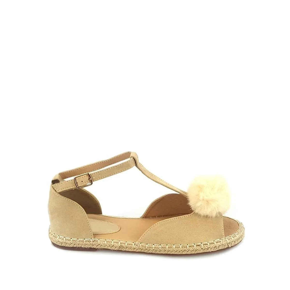 MERCY Flat Anklestrap Pom Pom Sandal