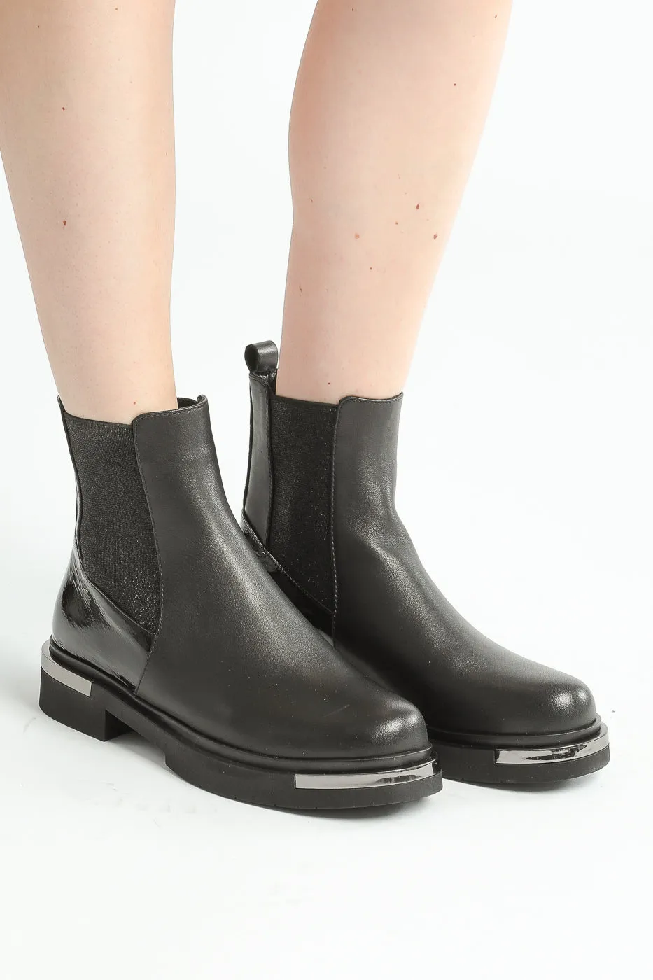 Metallic-Trim Chelsea Boots