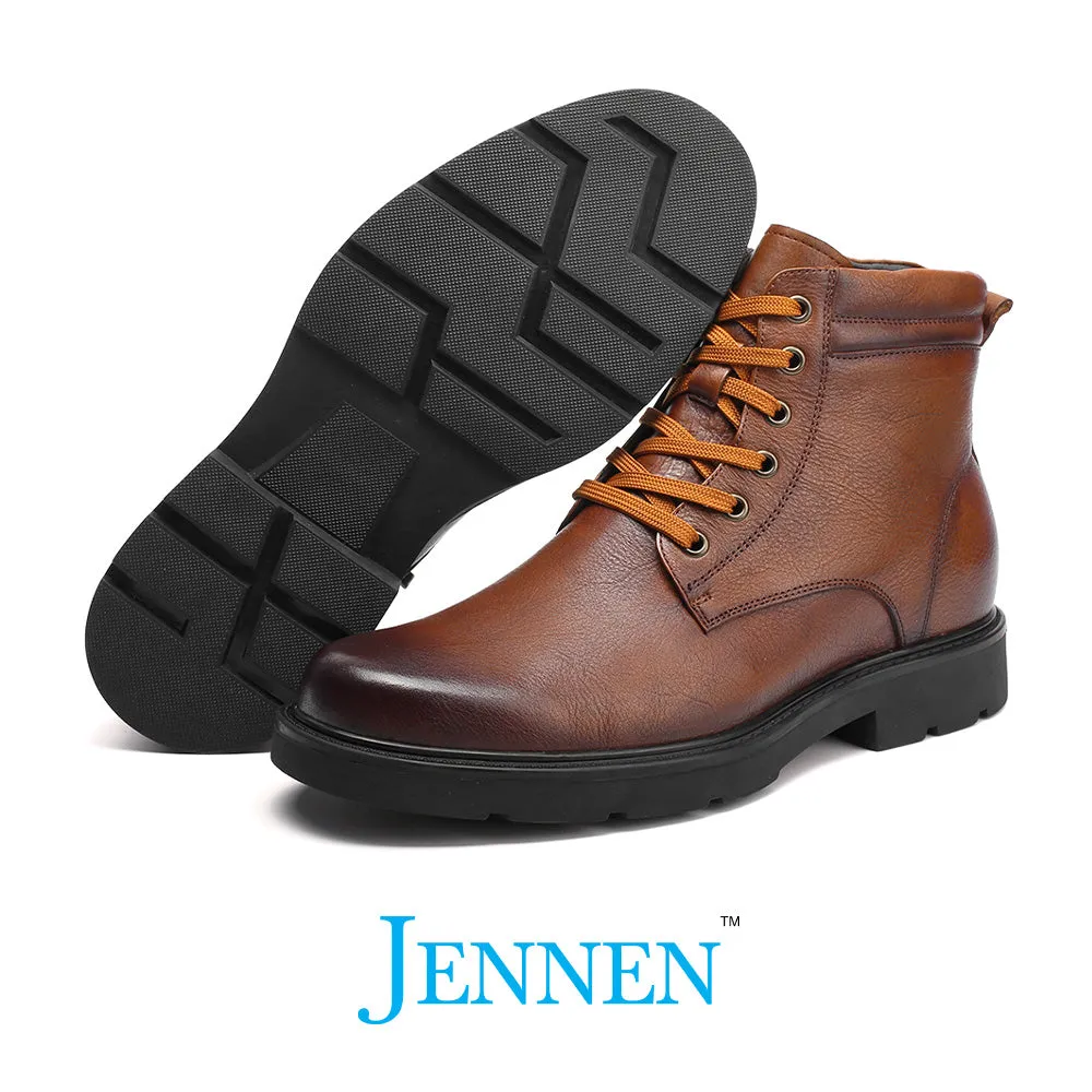 Mr. Tuhux 6cm | 2.4 inches Taller Brown Leather Elevated Boots