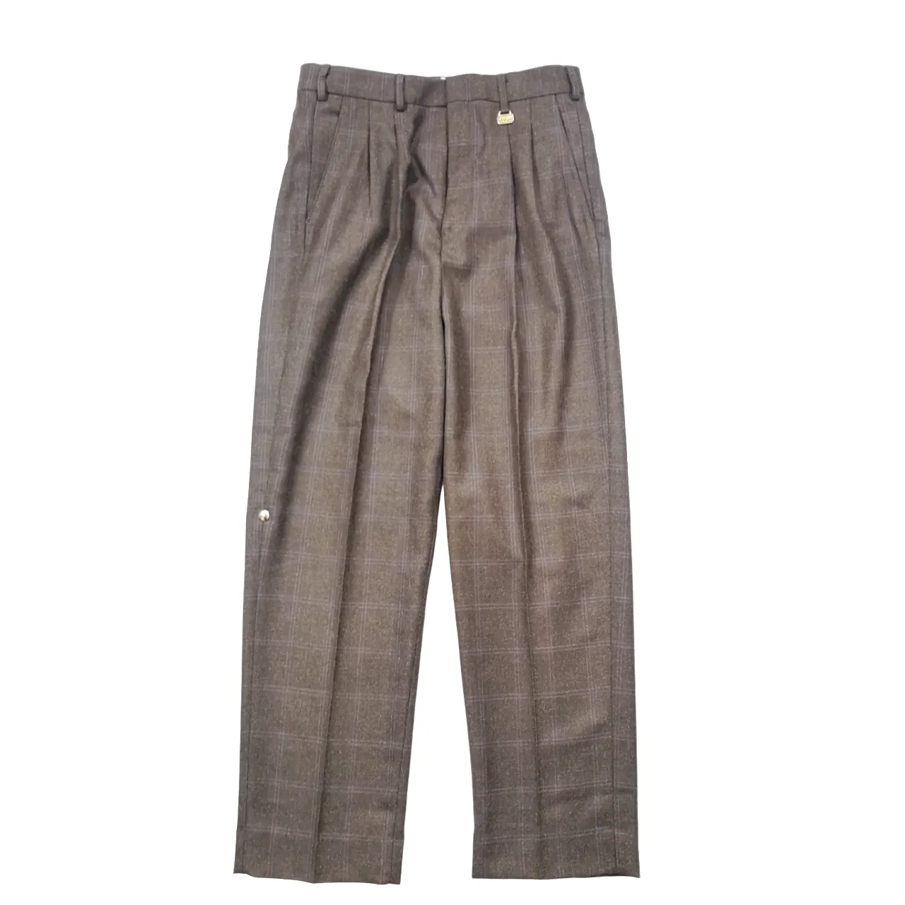 Navada Choc Brown 2 Pleat check Trouser