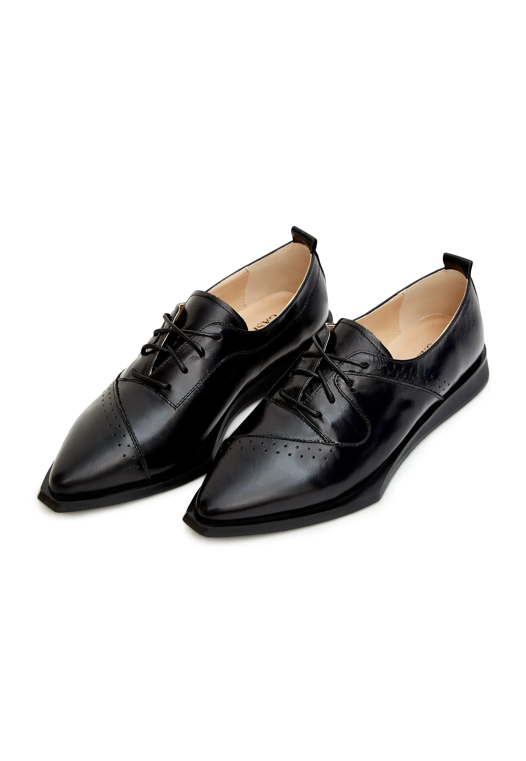 Pointed Lace-Up Brogues - Black