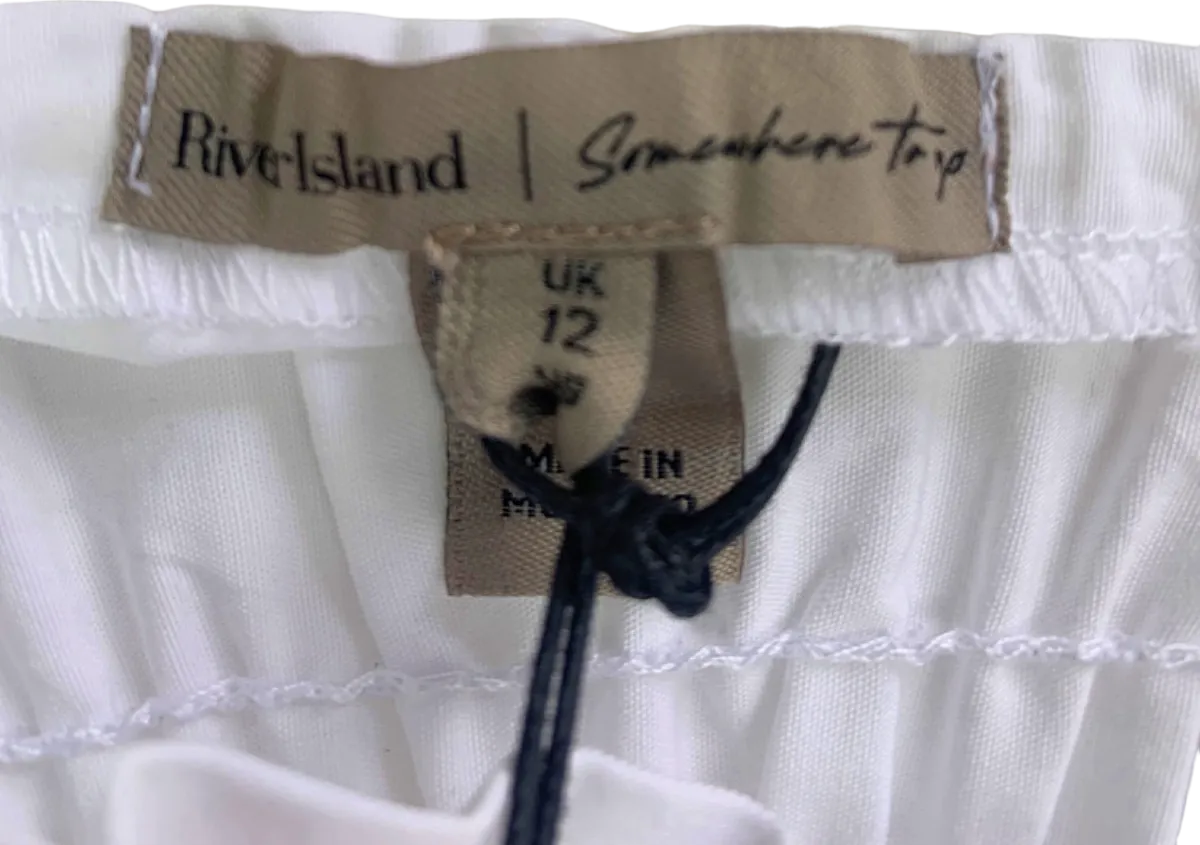 River Island White Smocked Midi Dress UK 12