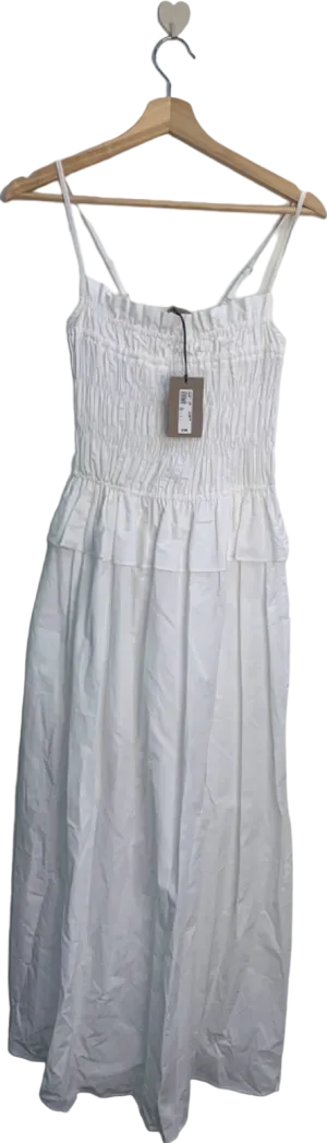 River Island White Smocked Midi Dress UK 12