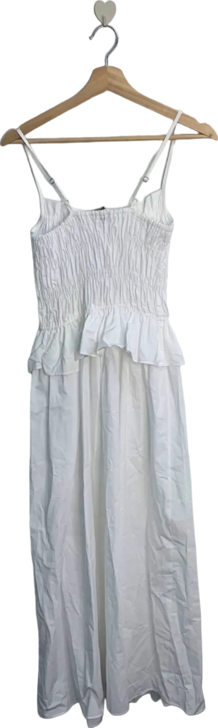 River Island White Smocked Midi Dress UK 12