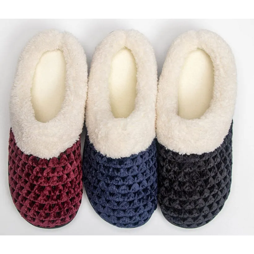 Roxoni Women's Fleece Trim Knit Sweater Furr Clog Indoor Outdoor Slipper