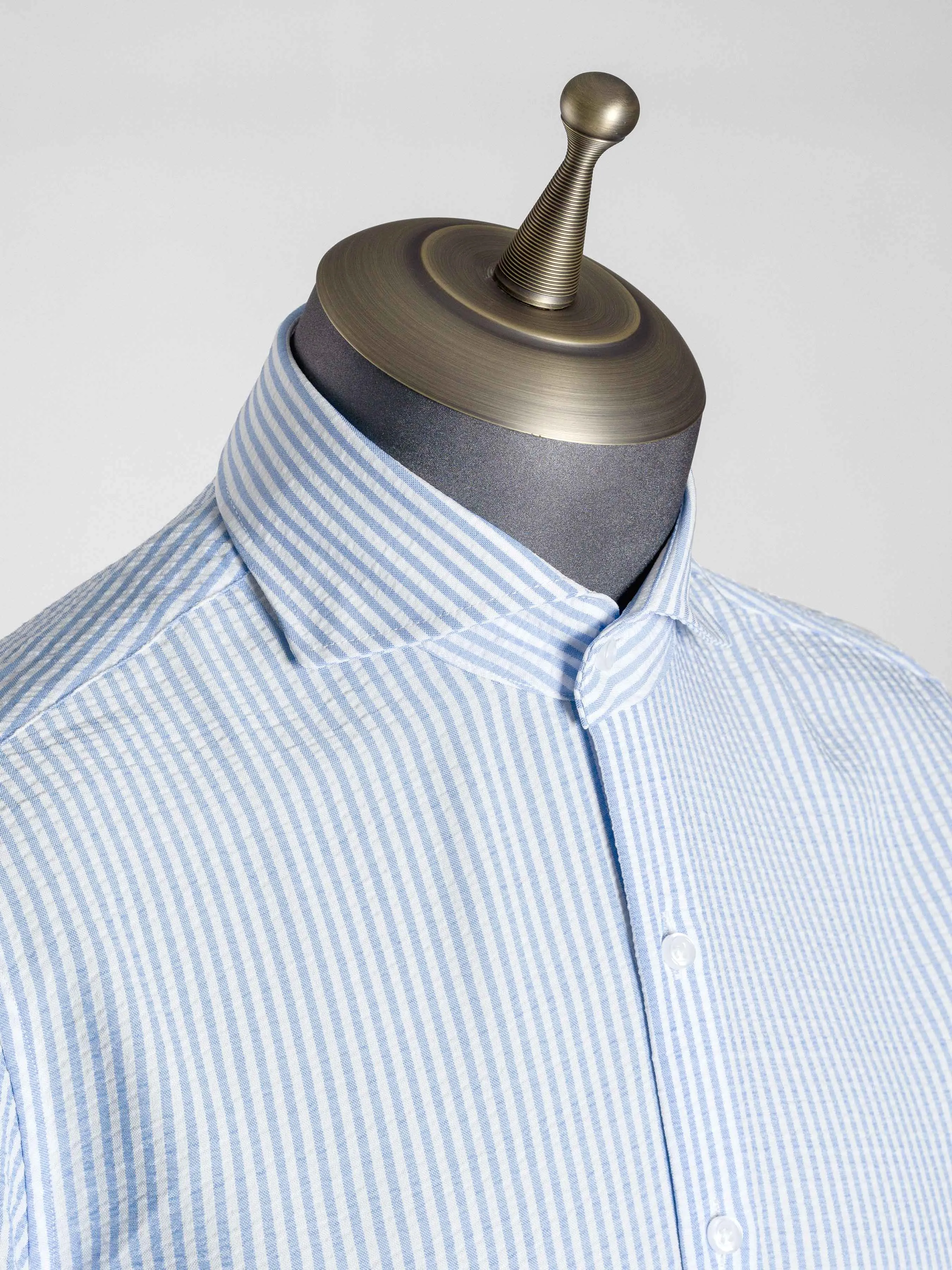 Seersucker Striped Shirt - Light Blue