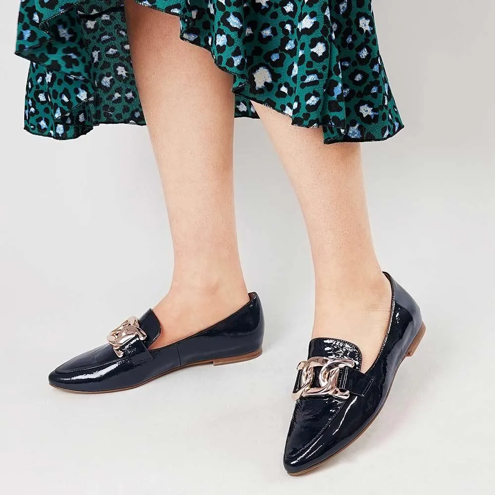 Socoro Navy Patent Leather Loafers