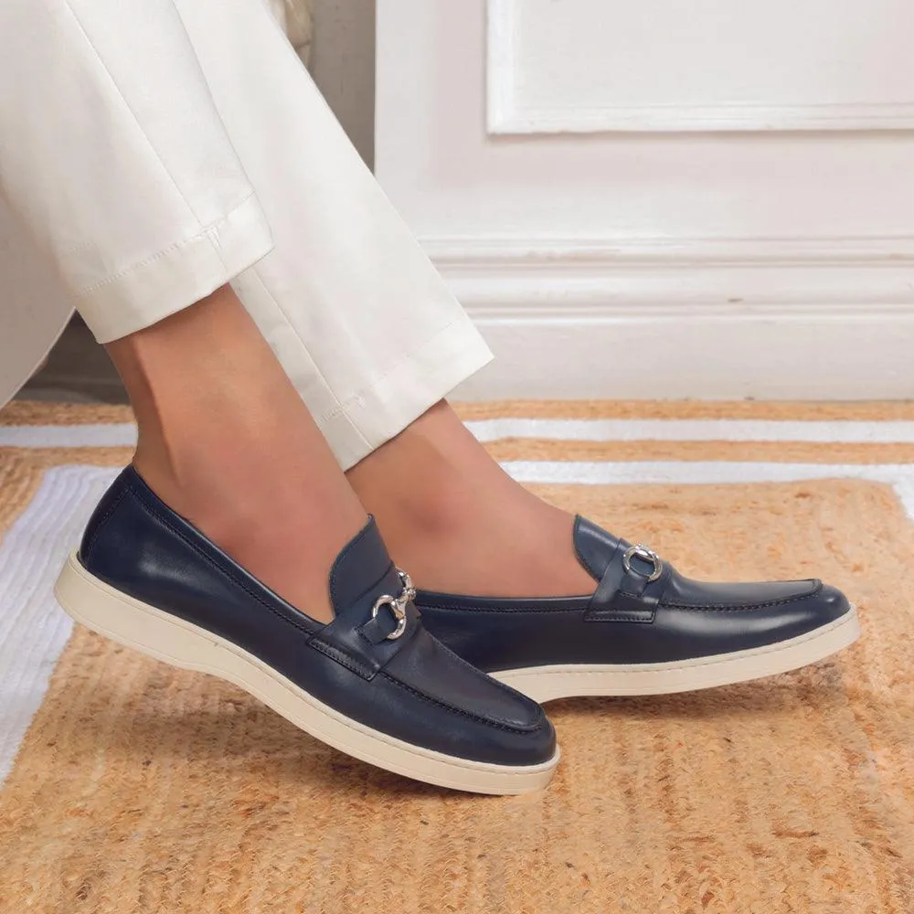 The Mamante Blue Men's Handcrafted Leather Loafers Tresmode