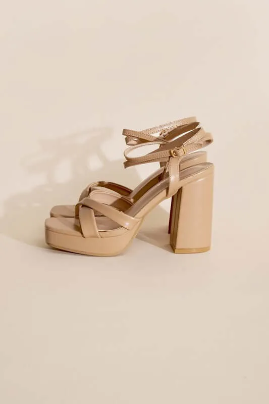 VALOR-1 Cross Ankle Strap Platform Heels Sandals