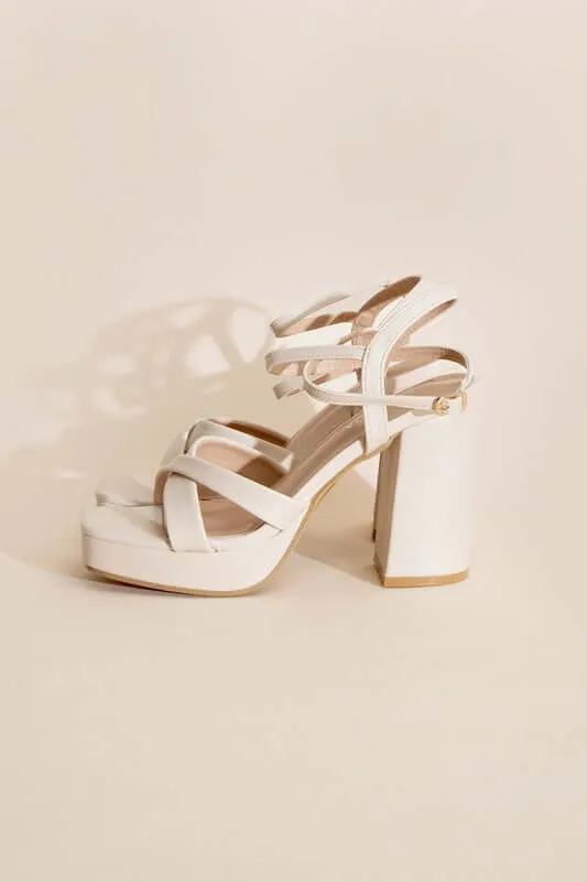 VALOR-1 Cross Ankle Strap Platform Heels Sandals