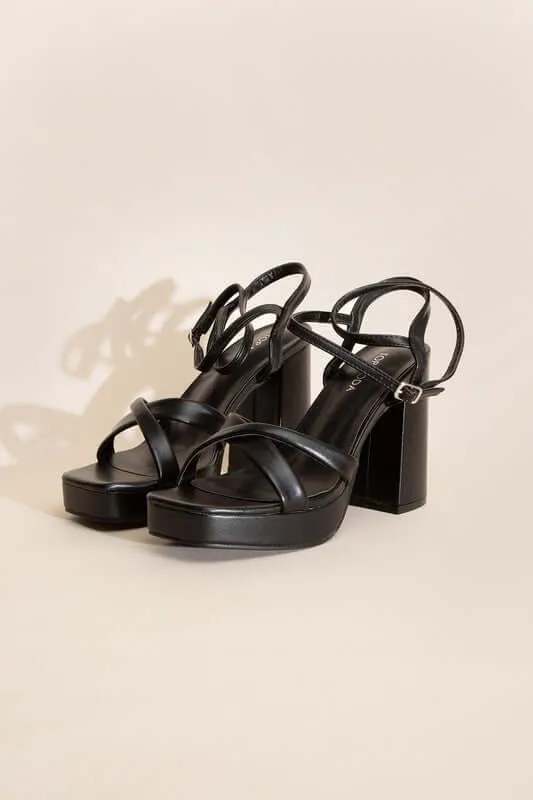 VALOR-1 Cross Ankle Strap Platform Heels Sandals