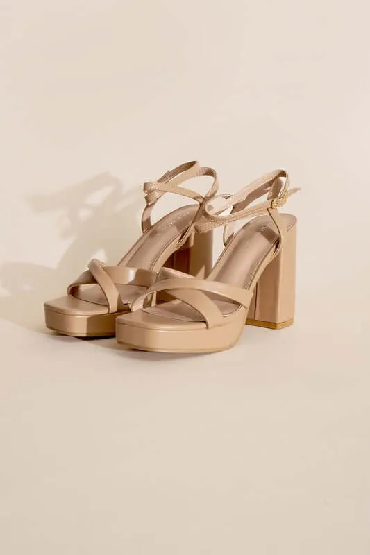 VALOR-1 Cross Ankle Strap Platform Heels Sandals