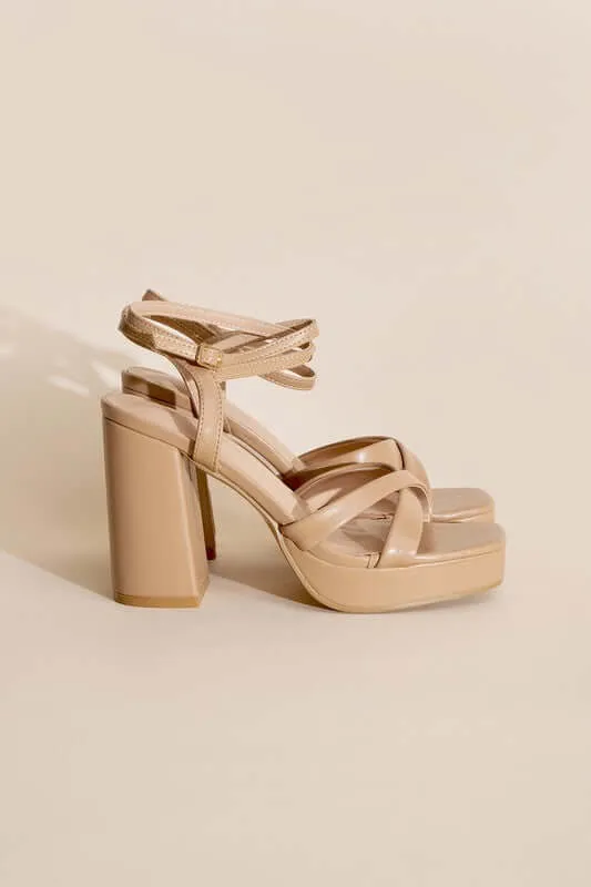 VALOR-1 Cross Ankle Strap Platform Heels Sandals