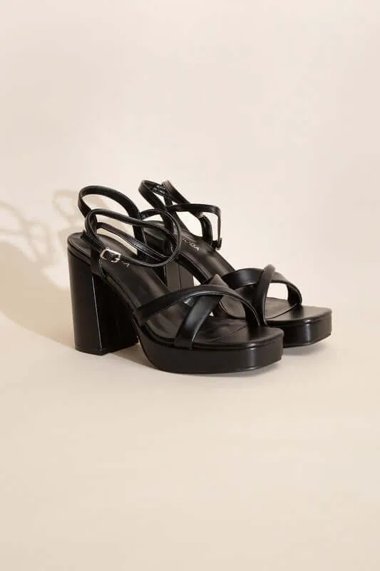 VALOR-1 Cross Ankle Strap Platform Heels Sandals