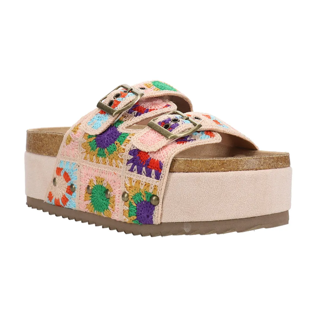 Wannabe Floral Sludded Platform Slide Sandals