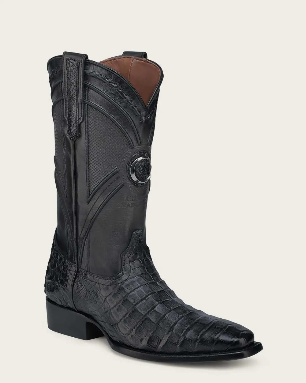 Western black exotic cowboy boot