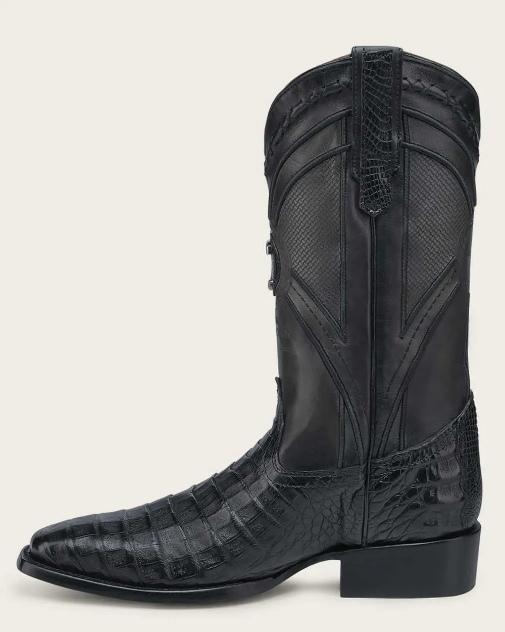 Western black exotic cowboy boot